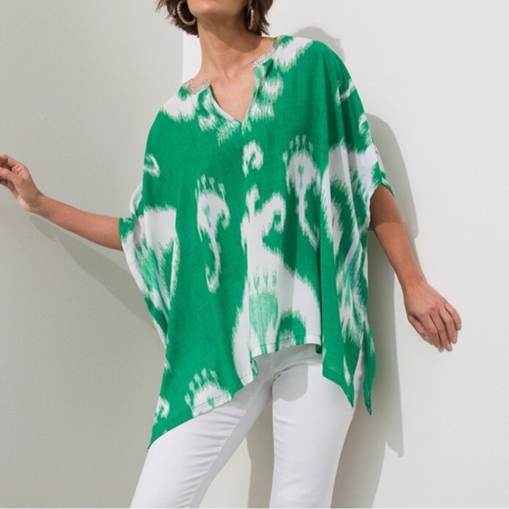 Chico’s Bead embellished  V-Neck‎ Tunic / Puncho